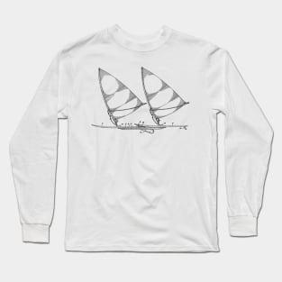 Composite Wind Surfboard Vintage Patent Hand Drawing Long Sleeve T-Shirt